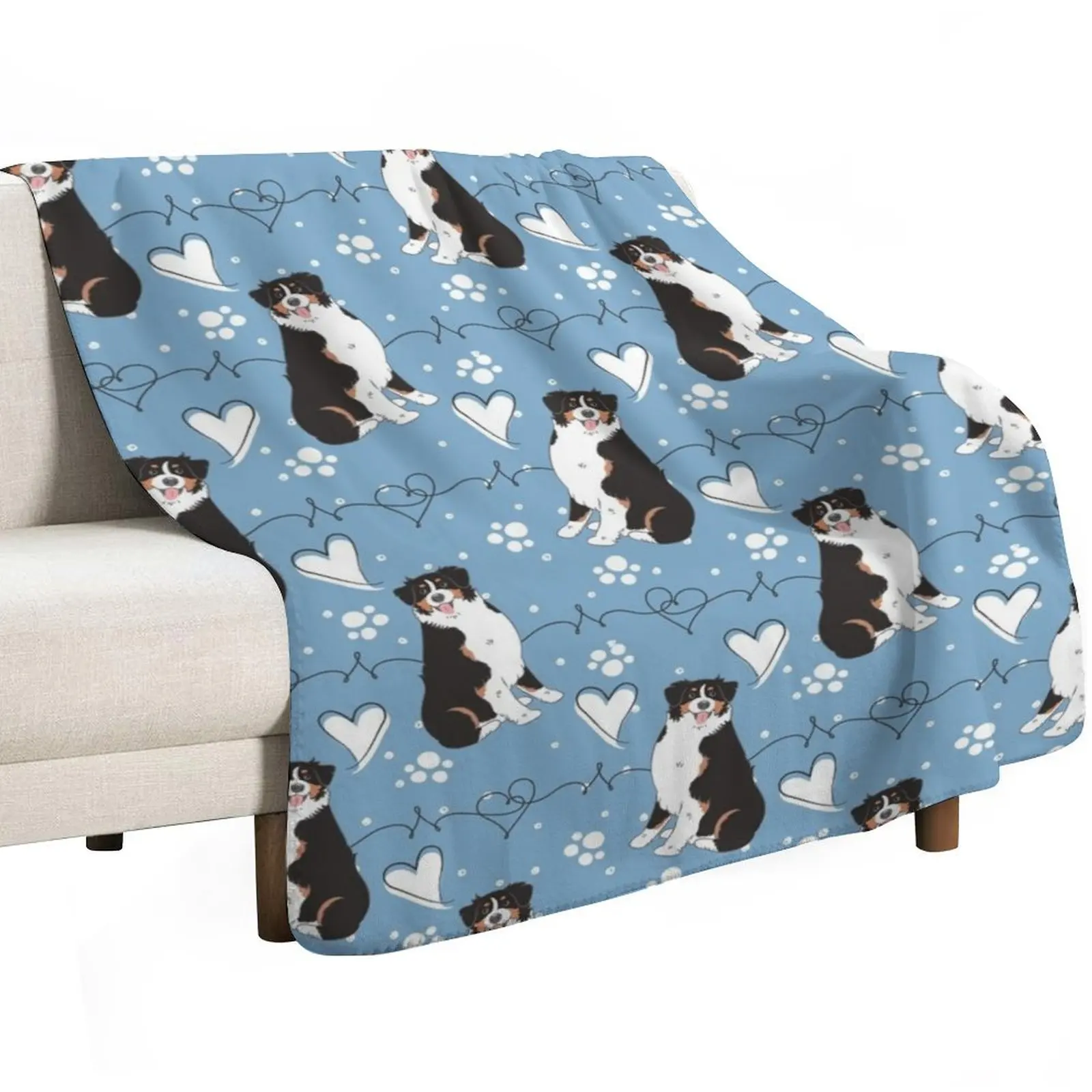 LOVE Black Tricolor Australian Shepherd Throw Blanket Bed Soft Beds Beautifuls Shaggy Custom For Sofa Thin Blankets