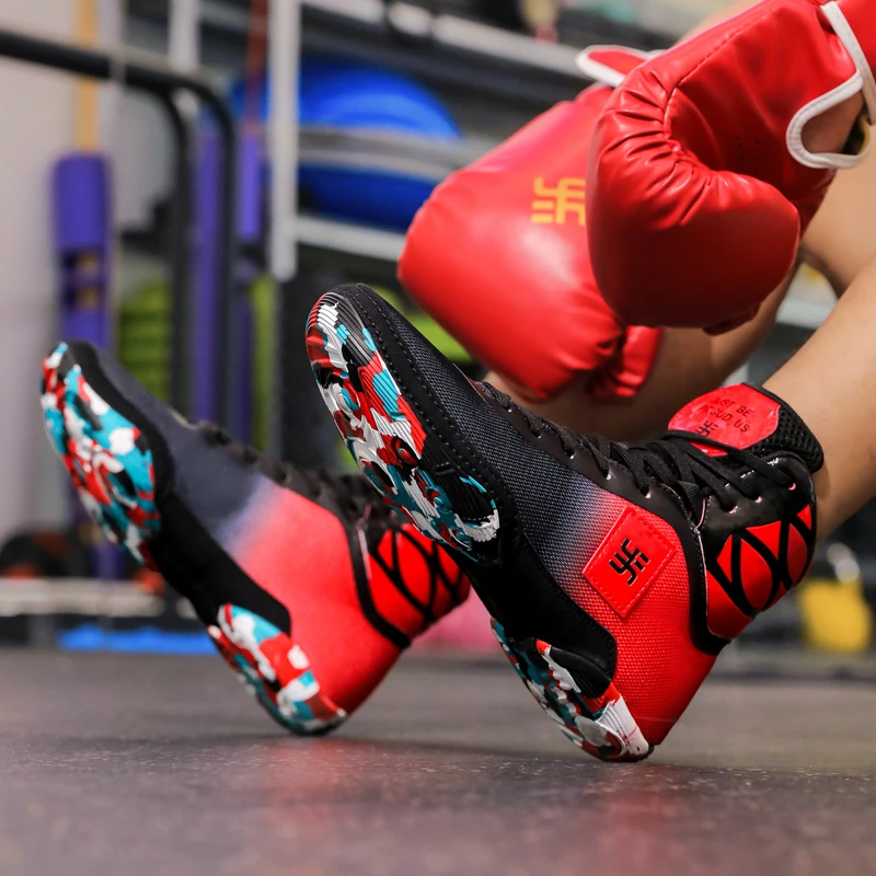 

Новые профессиональные мужские и женские боксерские и борцовские ботинки для домашних соревнований, боксерские и борцовские ботинки размеров 36-45