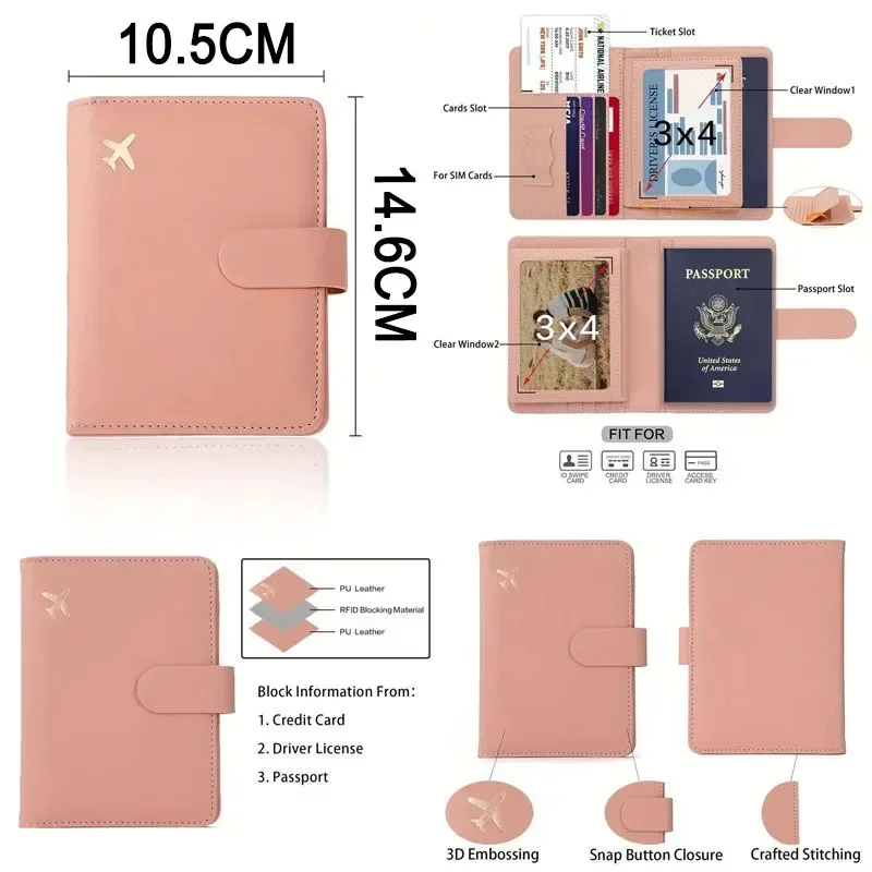 PU Leather Passport Holder Covers Case Waterproof Travel Credit Card Wallet Passport Book for Women/Men Buckle Passport Cover