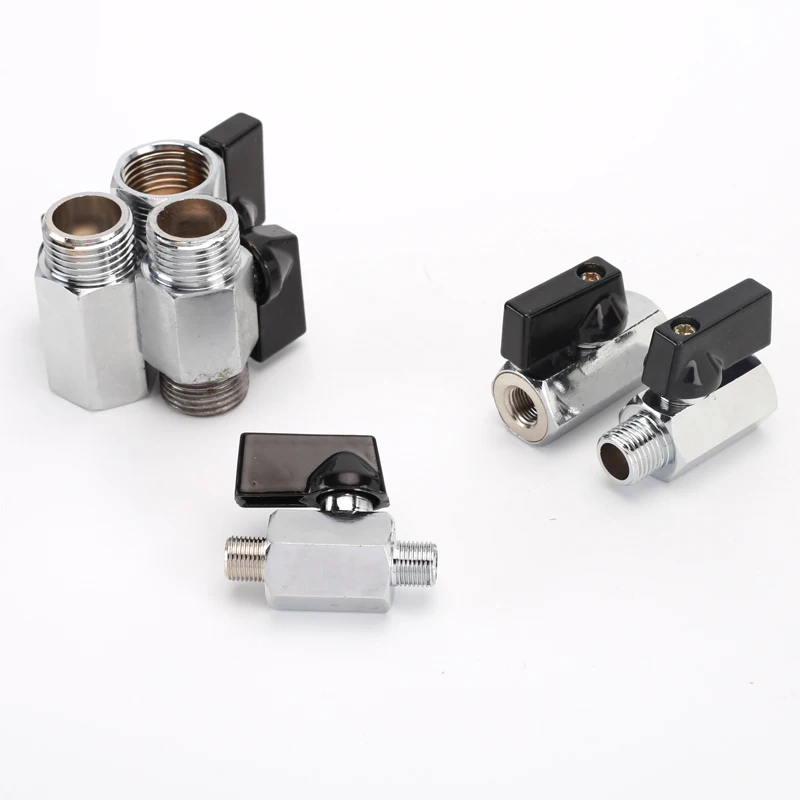 1/8 "1/4" 3/8 "1/2" BSP Dây Chuyền Đồng Thau Mạ Mini Van Bi Nữ Nam Đầu Nối Đồng Không Khí van Nước Khí Dầu Van Ngắt