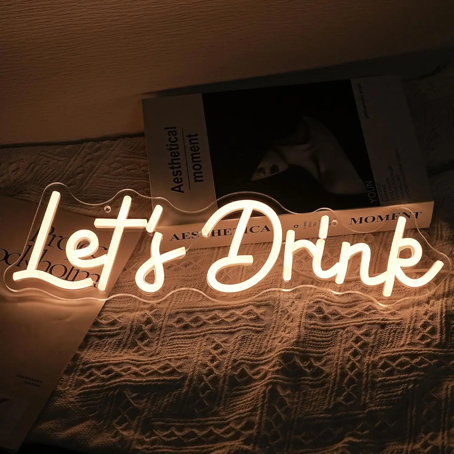 

Let's Drink Neon Sign For Wall Decor Warm White Usb Powered For Adult Boys Girls Bedroom Restaurant Hotel Party Birthday
