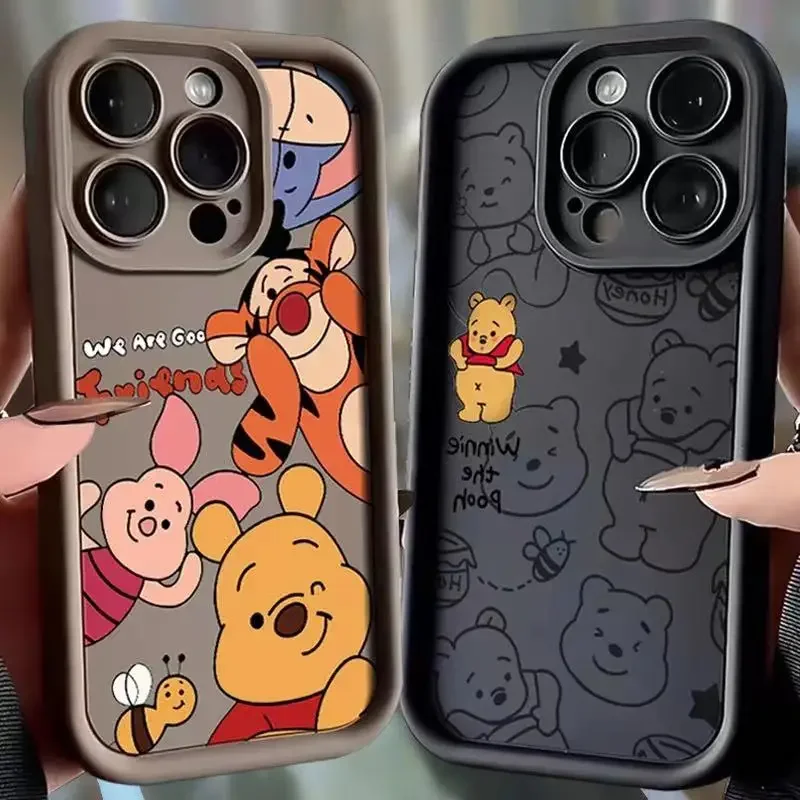 

Cute Winnie Pooh Luxtury Phone Case For Xiaomi Mi 14 11 Lite 12T POCO M6 F4 F5 X3 X4 X5 GT 5G Soft TPU Back Cover