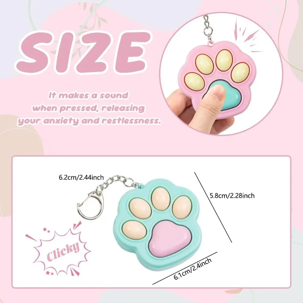 Cute Mini Cat Paw Fidget Toys Clicker Cartoon Kawaii Fidget Keychain Clicker Fidget Keychain Relieve Stress