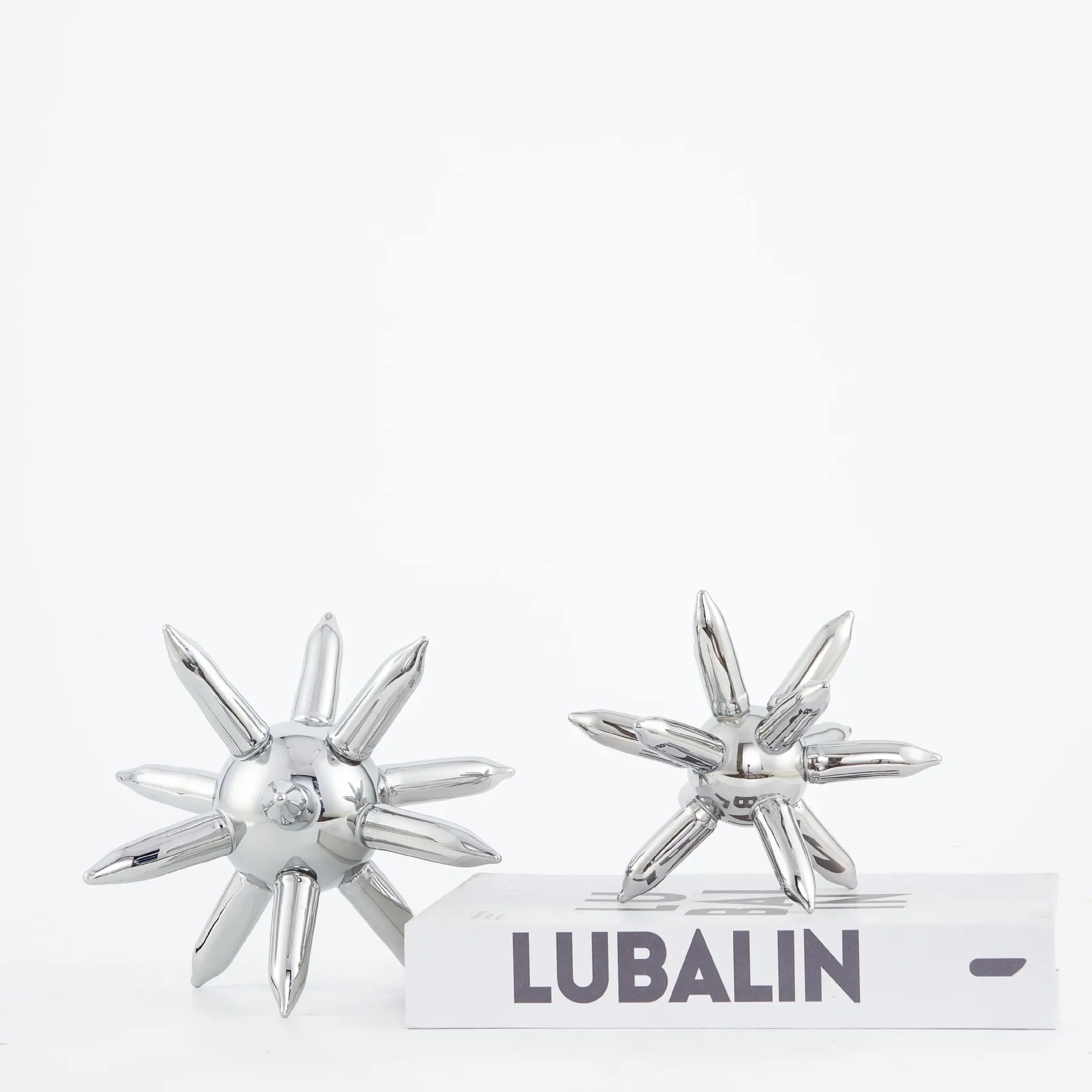 Glass Handicrafts Crystal Sea Urchin Figurine Geometric Crystal Ball Spike Ball Silver Molecule Home Decoration Accessories