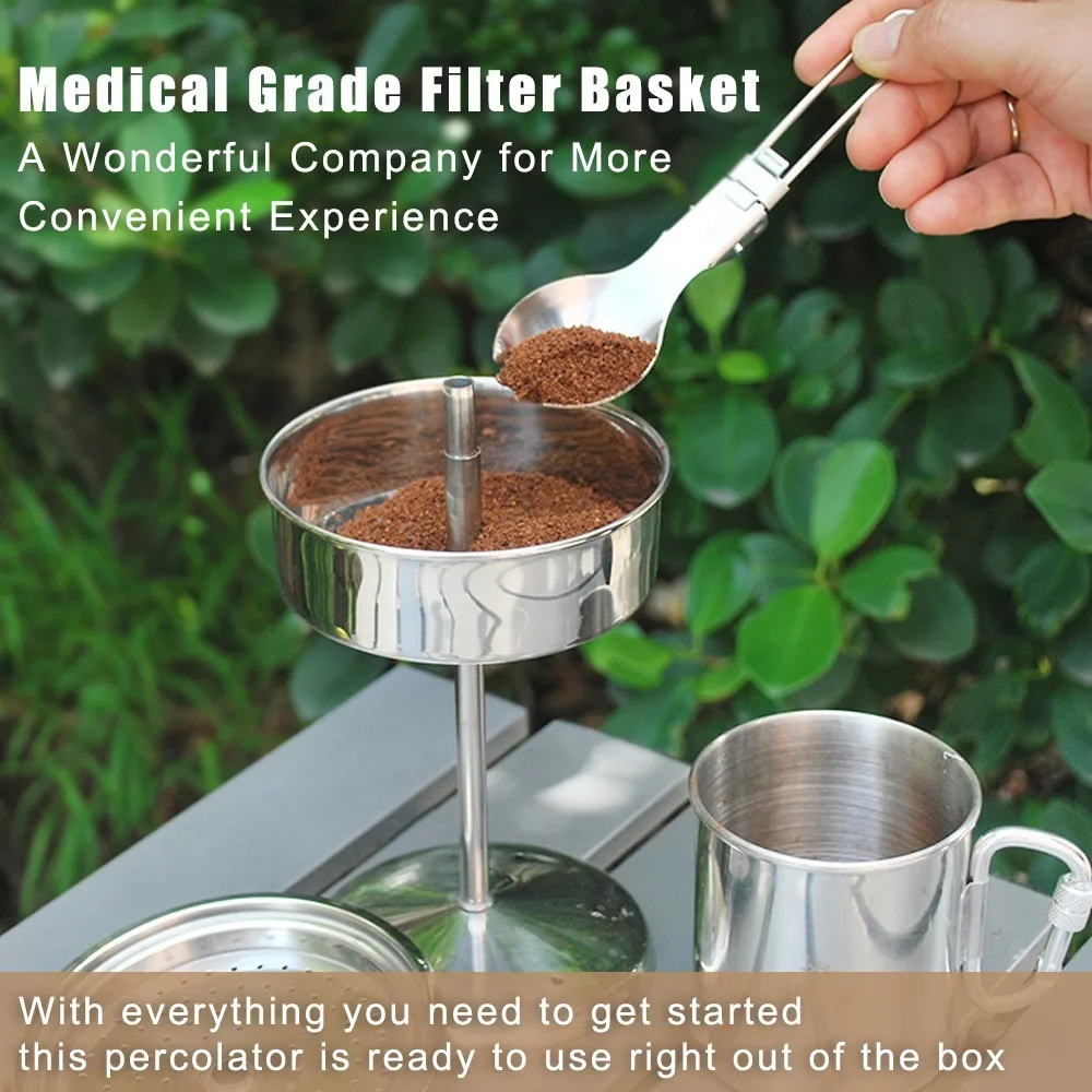 9 Cup Capacity Camping Coffee Maker Filter Basket Clear Top Glass Knob Camping Coffee Pot Fast Brew Percolator Coffee Pot