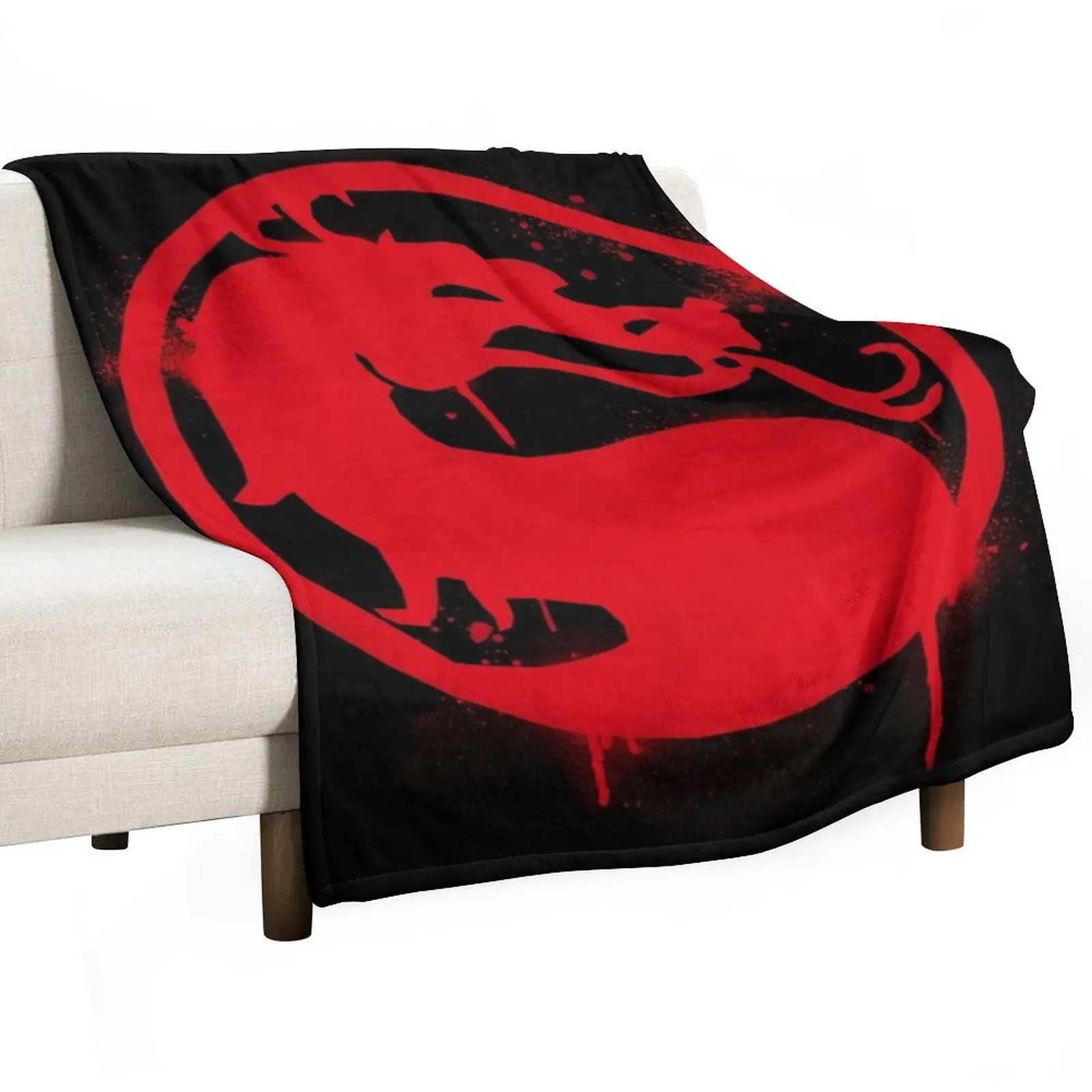 Mortal Kombat Splatter Grafitti Emblem Mortal Kombat 11 Logo Throw Blanket Designers for winter Blankets