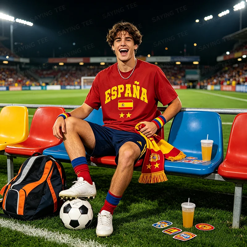 Spanien Spanische Flagge Spanien Urlaub Espanol Espana Spanier T-Shirt Y2k 2026 Fußball Spiel Spieltag Champion Grafik-T-Shirt – Detail 4