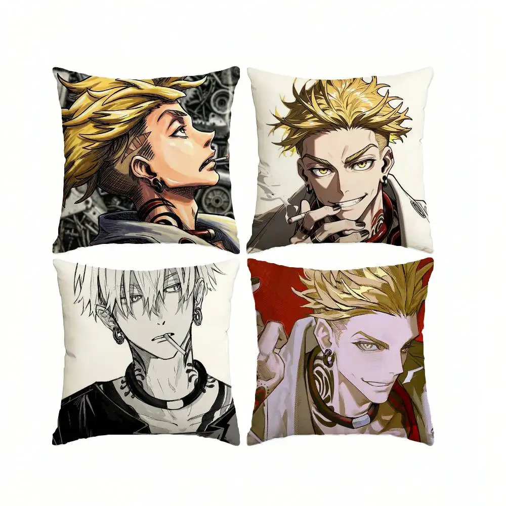 Anime G-Gachiakuta Blonde E-Enjin  Pillow Case Square Double-Sided Sofa Cushion Cover Bedroom Bedside Pillow