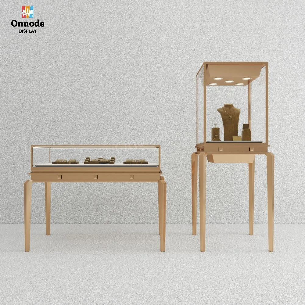 Vitrine de joias personalizada de alta qualidade com iluminação led vitrine de joias de luxo para decoração de loja de joias