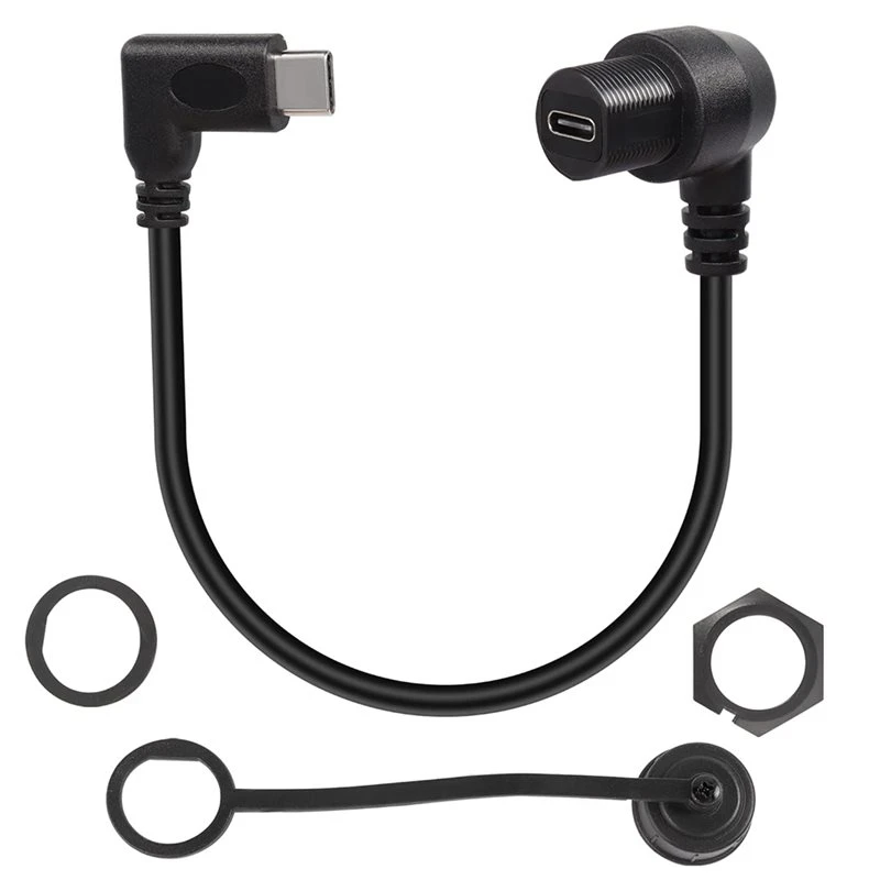 90 Degree Angle USB C Flush Panel Mount Cable USB Type C 2.0 Male To Female Waterproof Extension Cable, 11.8 Inch Best-Selling