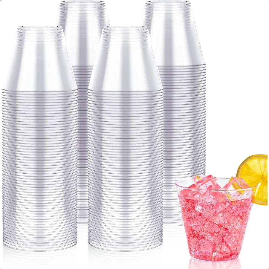 

200 Pack 10 OZ Clear Plastic CupsHeavy Duty Clear Plastic Cups Tumblers for Wedding Thanksgiving Christmas Halloween Party