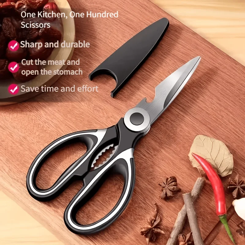 Multi Function Boning Paring Knife, Stainless Steel Utility Kitchen Knife With Bottle Opener Nut Cracker & Sheath view 2