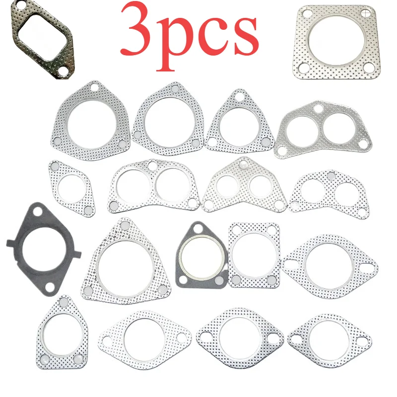 3pcs for Exhaust Pipe Interface Gasket,Square Four Hole Flange Automotive Muffler Exhaust ,High-temperature Resistant Sealing