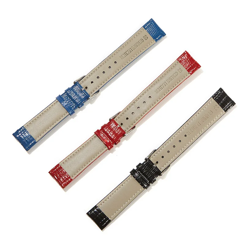18mm 20mm 22mm 24mm Glossy Lizard Texture Leather Strap Softness Men Women Universal Wrist Watch Band Belt