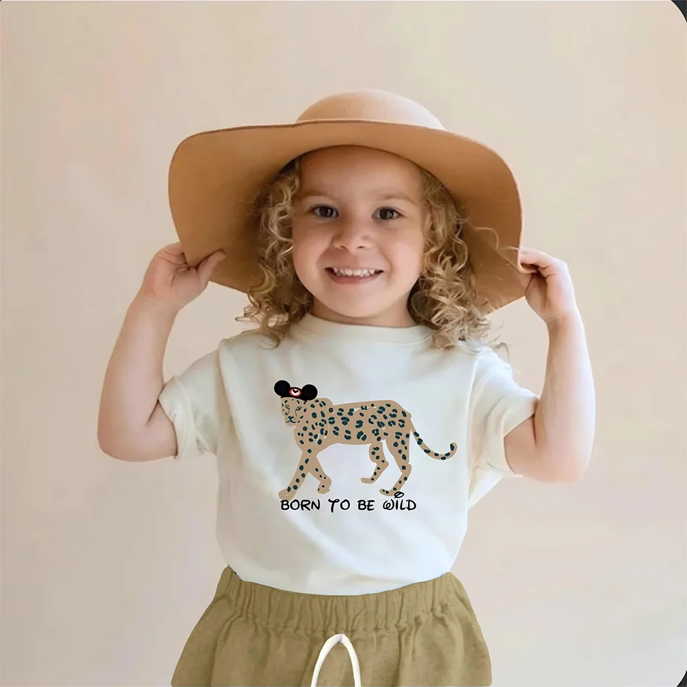 تي شيرت مملكة الحيوانات للأطفال ولد ليكون بري تي شيرت ديزني ملابس العطلات ديزني للأولاد والبنات تي شيرت ديزني القطني الأسد