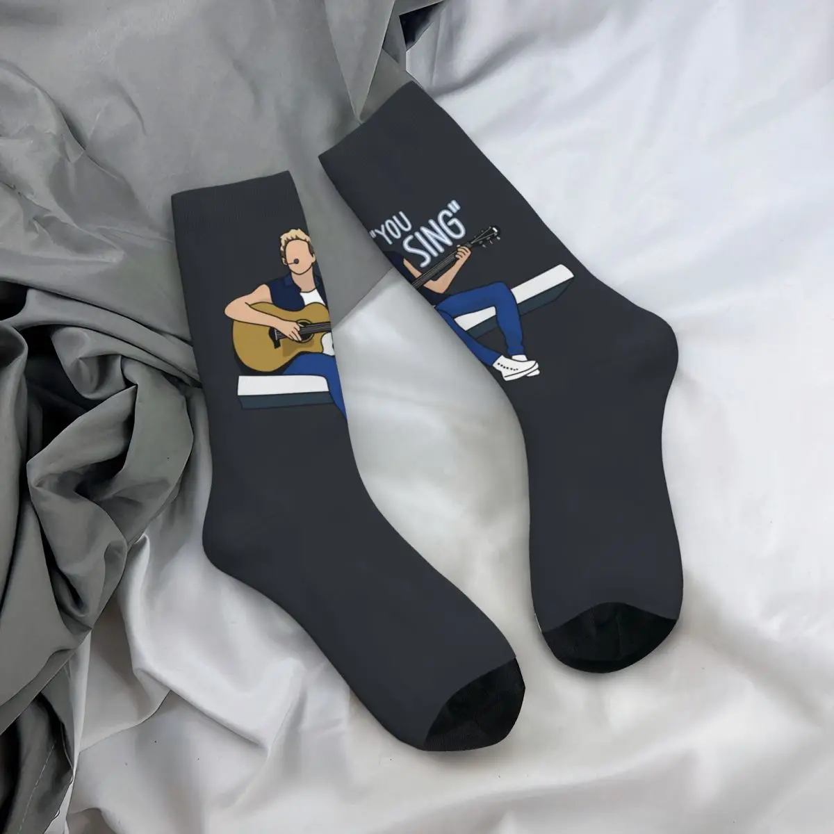 Funny Niall You Sing Men's Socks Retro one directionNN Hip Hop Seamless Crew Crazy Sock Gift Printe official-website tops fugees