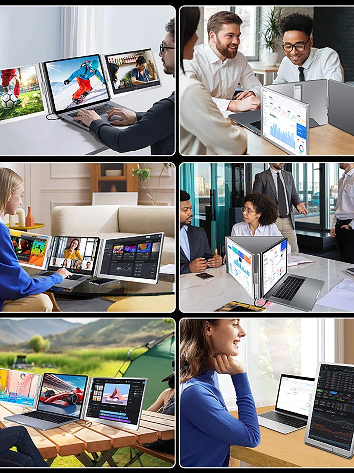 Ekran podwójny 14-16 cali, rozszerzający możliwości pracy z wieloma monitorami, dodatkowy ekran do laptopa, potrójny ekran LCD, kompatybilny ze wszystkimi komputerami PC Rospider — zdjęcie produktu 7