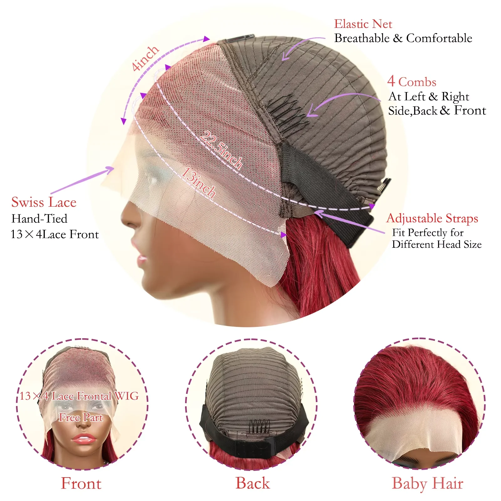 99J 250% الكثافة قصيرة بوب شعر مستعار تسليط الضوء على 13x4 HD الدانتيل الجبهة خصلات الشعر المستعار الإنسان النساء بورجوندي البرازيلي غلويليس الدانتيل الباروكات الأمامية