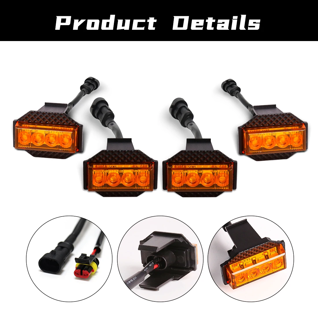 Front Grille Strobe Light For Toyota Tundra 2018 2019 2020 2021 LED Daytime Running Lamp Grid Warning Lamp Amber 4PCS 12V 4Pcs