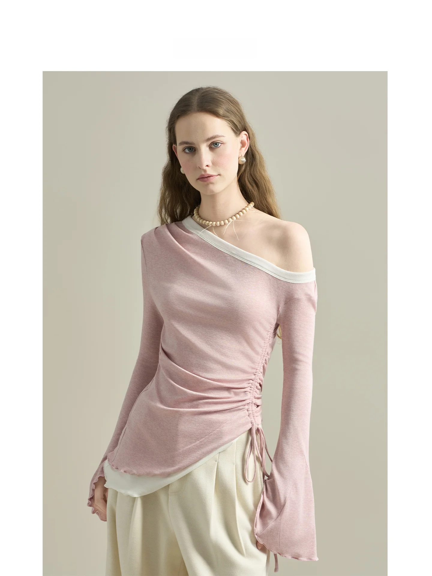 

Женская футболка Ele oulder Bared Bell Sve Base Layer, длинная футболка из смеси шерсти, внутренняя одежда, весна-осень, моя