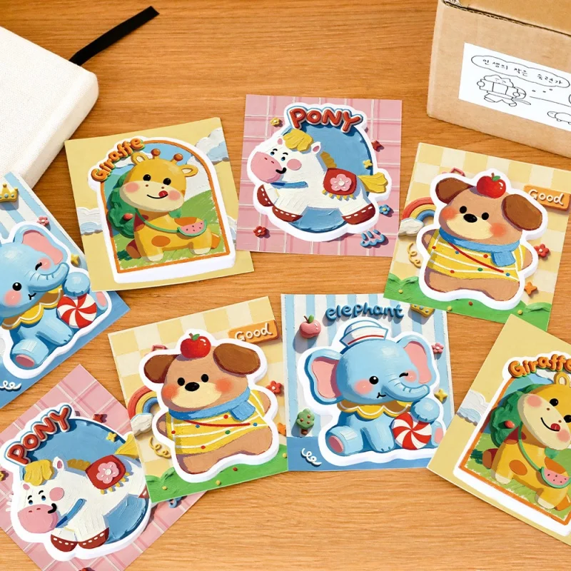 

40pcs/lot Creative Oil Painting Animal Memo Pad Sticky Notes Cute N Times Stationery Label Notepad Bookmark Post School Supply