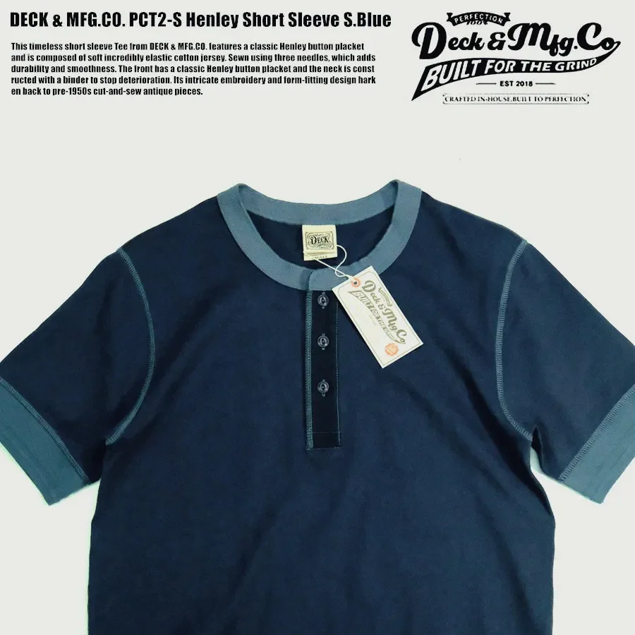 26ss-nueva-camiseta-deck-mg1950-de-manga-corta-cuello-henry-confeccion-tradicional-de-tres-agujas-tenida-a-mano-en-azul-oscuro