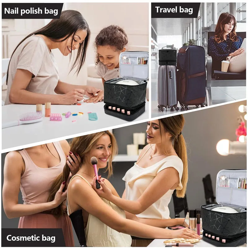 30 Bottles Nail Polish Storage Bag 2024 Portable Cosmetic Large Handbag Organizer Handle for Travel 2 Layer Essential Oil Bag