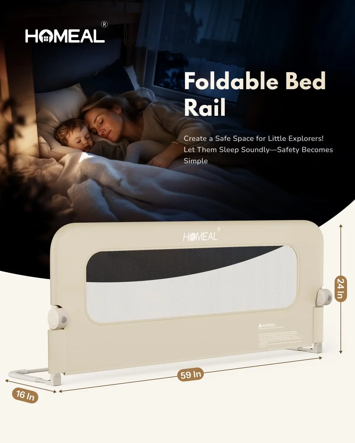 حاجز سرير طويل جدًا للأطفال الصغار مع قاعدة على شكل حرف U، شبكة مسامية للسلامة، يناسب مراتب التوأم إلى الملك #6