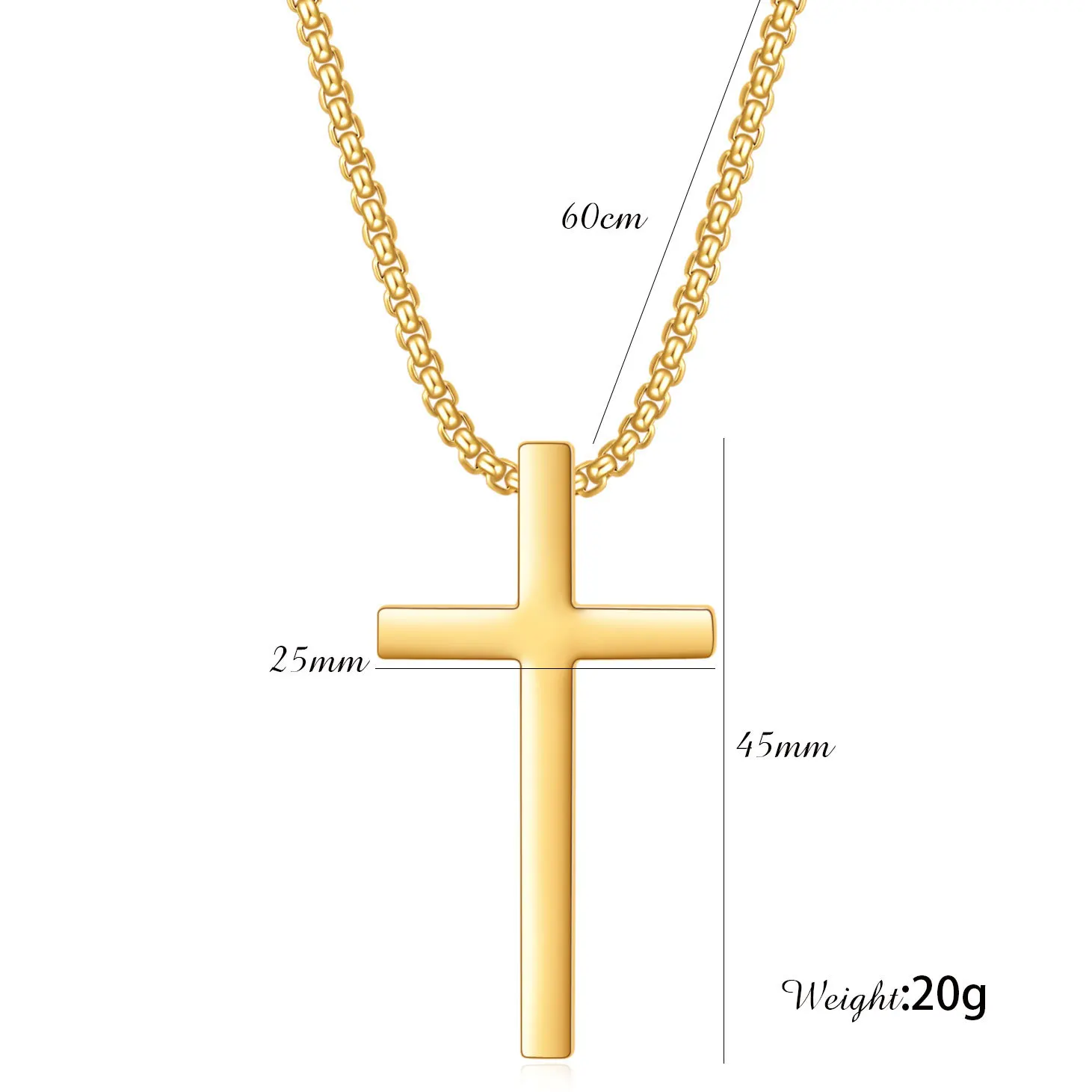 Halskette mit Kreuzanhänger aus Edelstahl für Herren, minimalistische Kette in Gold- oder Silberfarbe, Gebetskette für Damen, modischer Schmuck. – Detail 1