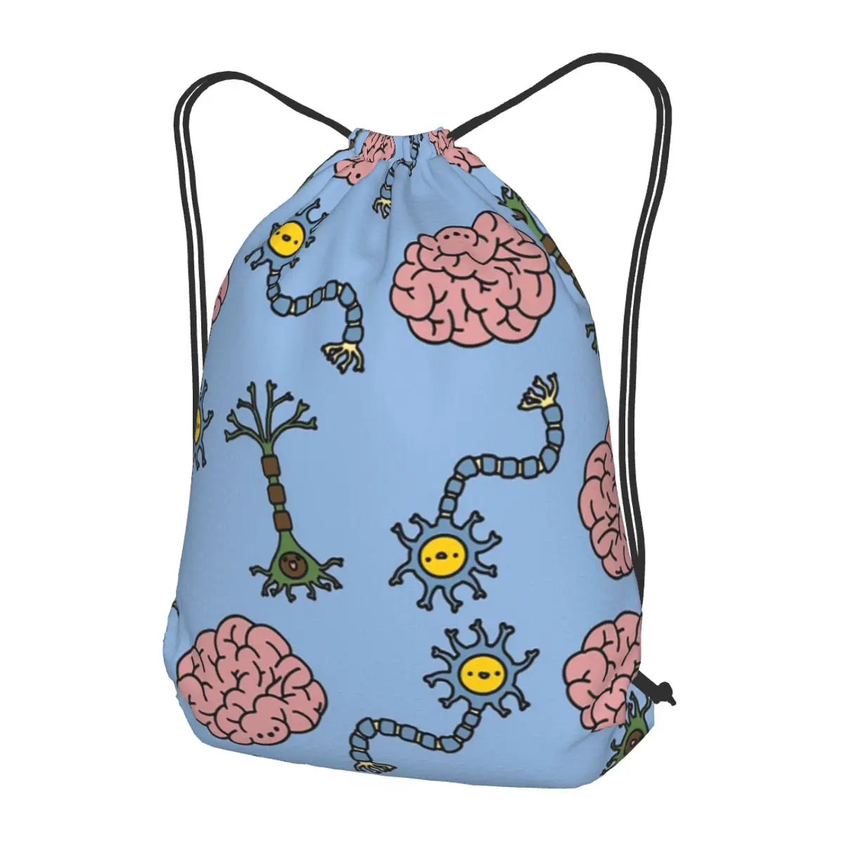 Neuro Brain Time! Let's Have Some Synapse Fun Backpacks Fashion Drawstring Bundle Pocket Storage Bag Book Bags for Man Woman