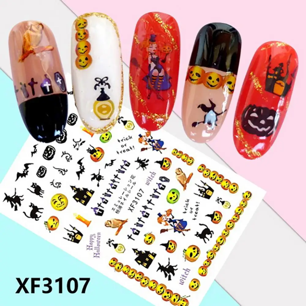 Long-lasting Nail Wraps Easy To Apply 12-piece Set Suitable For Halloween Costumes Vibrant Designs Back Glue Festive Nail Art