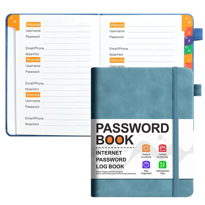 【L】Passwort-Organizer-Buch, Computer-Passwort-Organizer-Buch mit alphabetischen Registerkarten, Taschen-Adresslogbuch für Kontoangaben – Detail 10