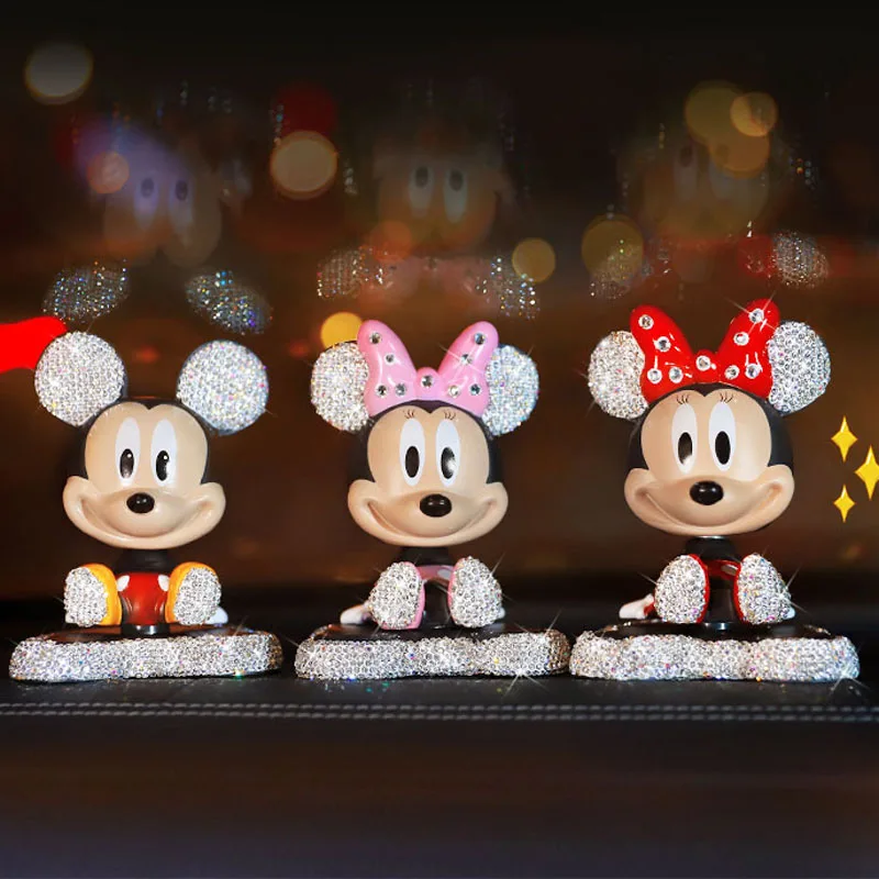 Mickey Mouse Minnie Anime Doll Toy Mickey&Minnie Mouse Cartoon Shake Head Model  Car Deco Auto Accessories Kids Birthday Gift