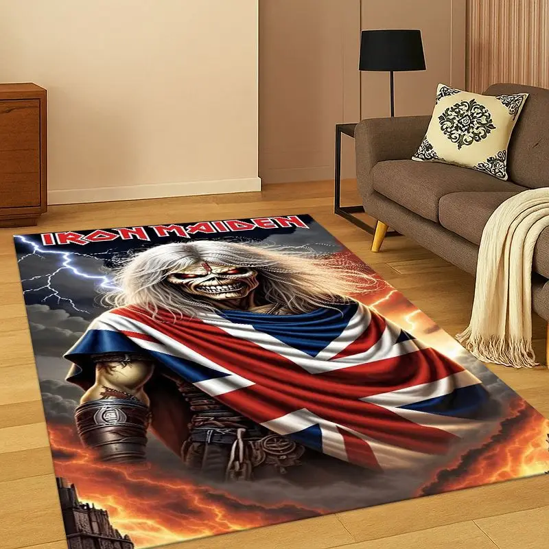 Retro I-Iron Maiden Metal Band Living Room Non-Slip Area Rug Soft Carpet for Bedroom  Playroom Sofa,Home Decor Doormat Gift