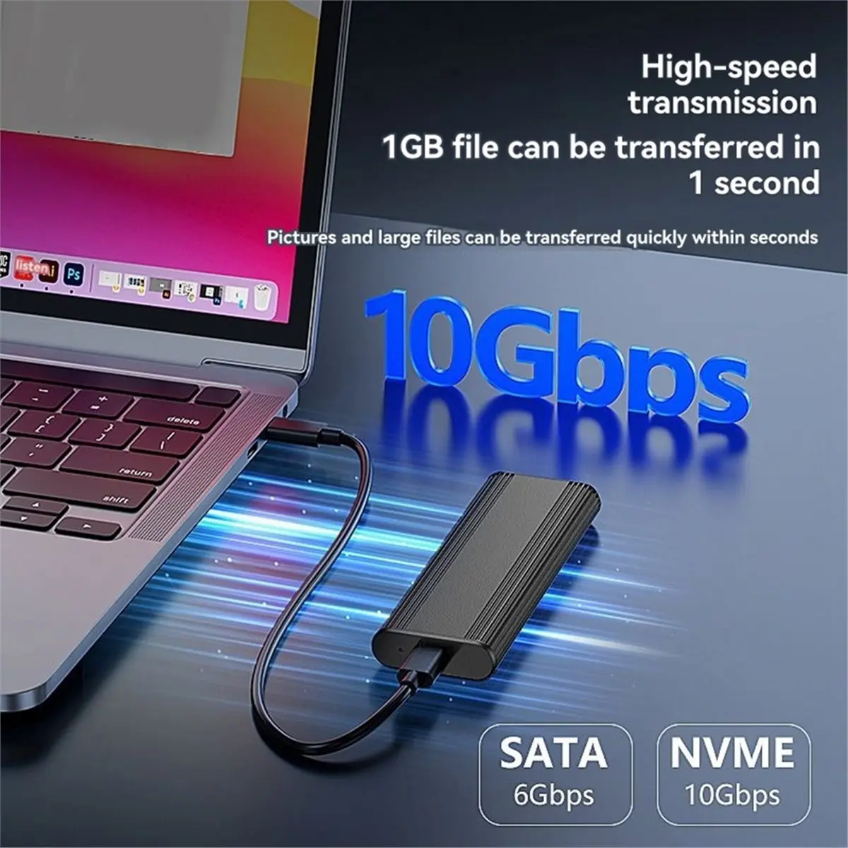 Digital Essentials M.2 NVMe Casing Single Protocol NVME SSD Case 10Gbps Type C NVME M.2 2230 2242 2260 2280 SSD
