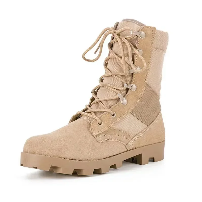 Mens High-top Boots Outdoor Non Slip Hiking Boots Classic Military Tactical Booties Lace Up Desert Ankle Boots Botas Para Hombre