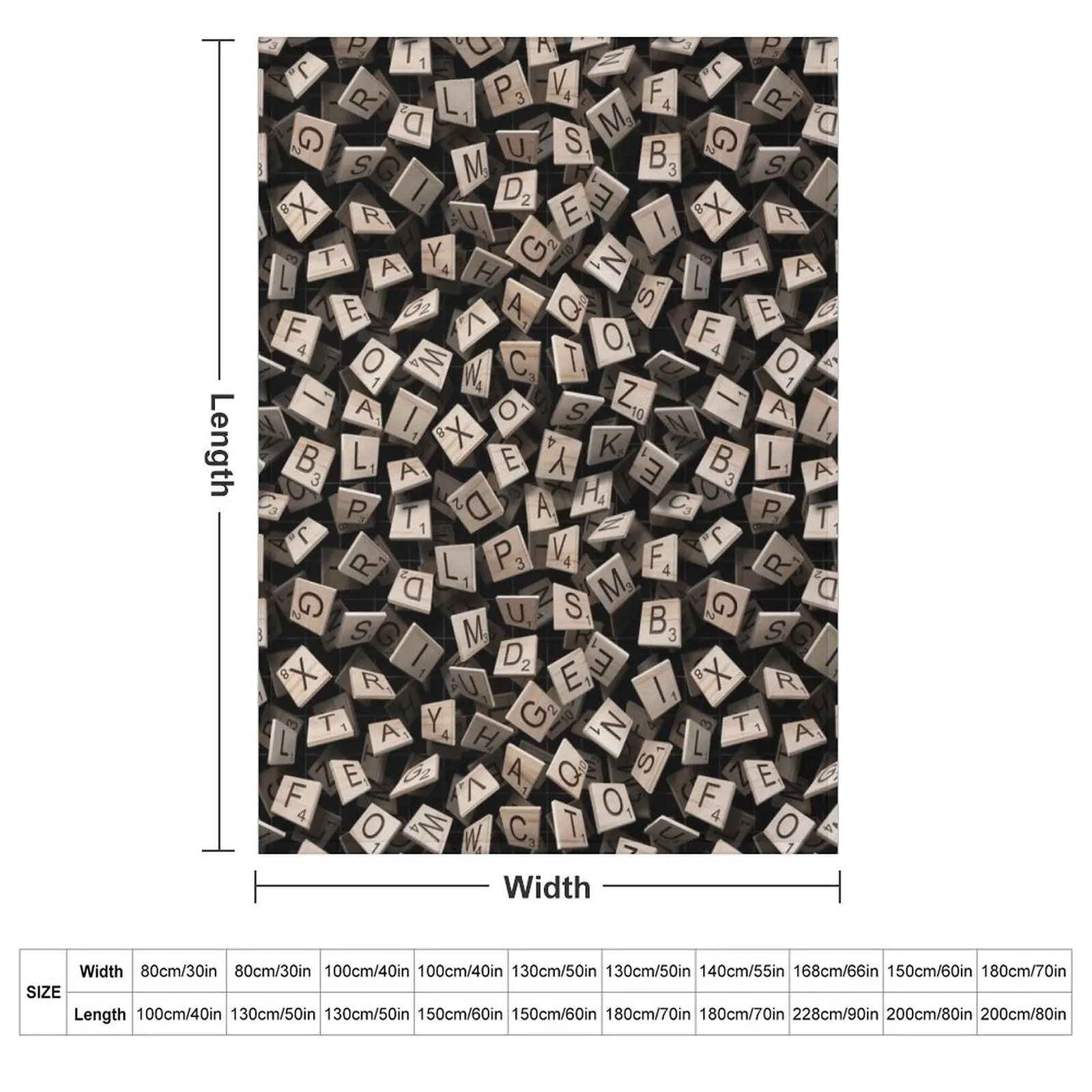 Scrabble Tile Madness Pattern Throw Blanket halloween Flannels Bed linens Summer Hair Stuffeds Blankets