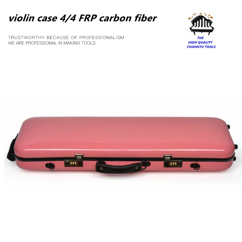 

High quality violin case 4/4 FRP carbon fiber pink rectangle Fashion style violin parts violin accessories