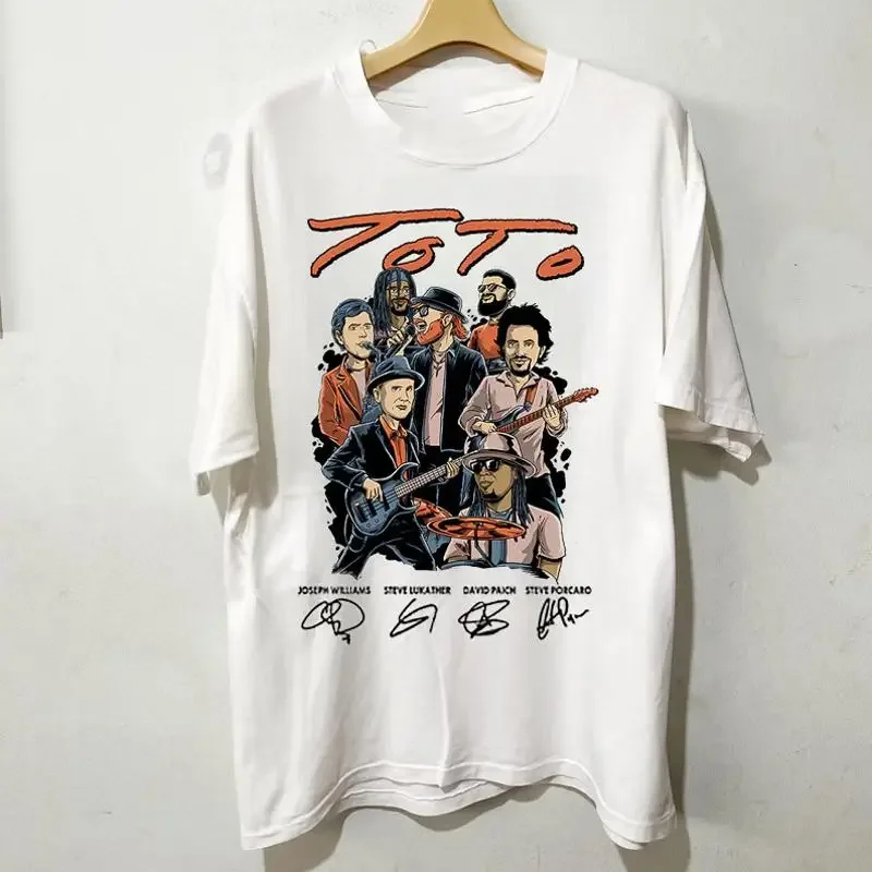 Camiseta branca com caricatura da banda de rock Toto, todos os tamanhos S 5Xl Jn711