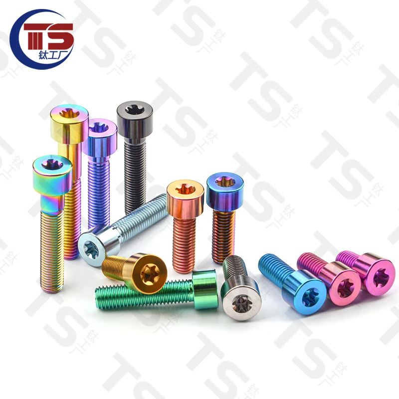 

TS 10PCSmotorcycle caliper modified titanium alloy screws M10X10-60mm series cup head inner plum cylindrical plum blossom