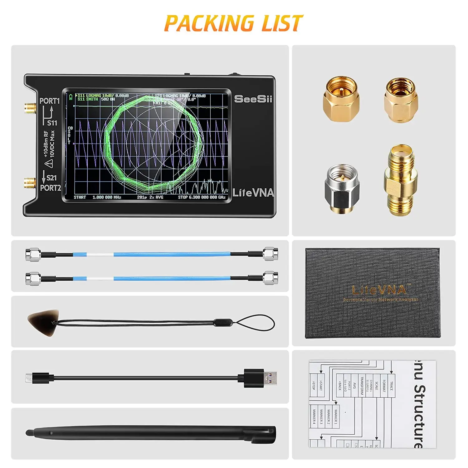 Imagem -06 - Nanovna Spectrum Analyzer Litevna Vector Network Analyzer Antenna Support Data Storage Litevna 64 50khz a 63 Ghz Mais Recente