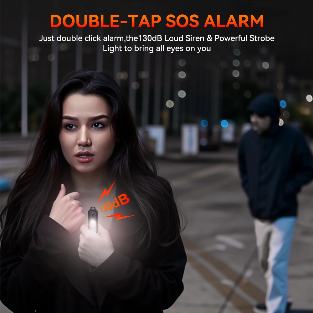 الدفاع عن النفس إنذار ضد الهجوم الدفاع الشخصي صفارة الإنذار 130 ديسيبل سلسلة المفاتيح المحمولة للنساء والأطفال وكبار السن #2