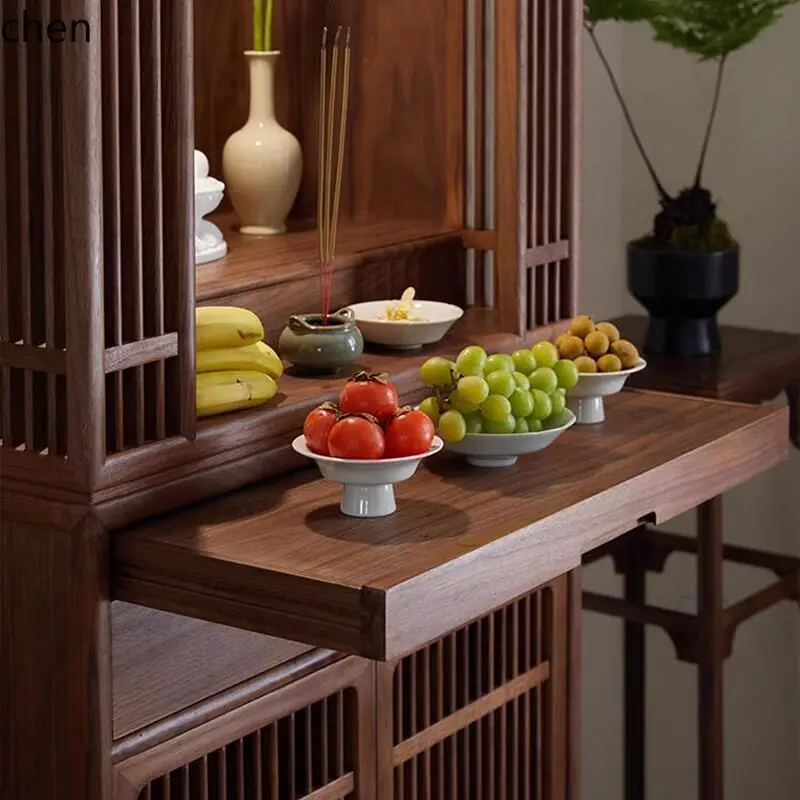 YFY  minimalist zen offering table - solid black walnut wood buddhist shrine - home  cabinet  buddhist shrine