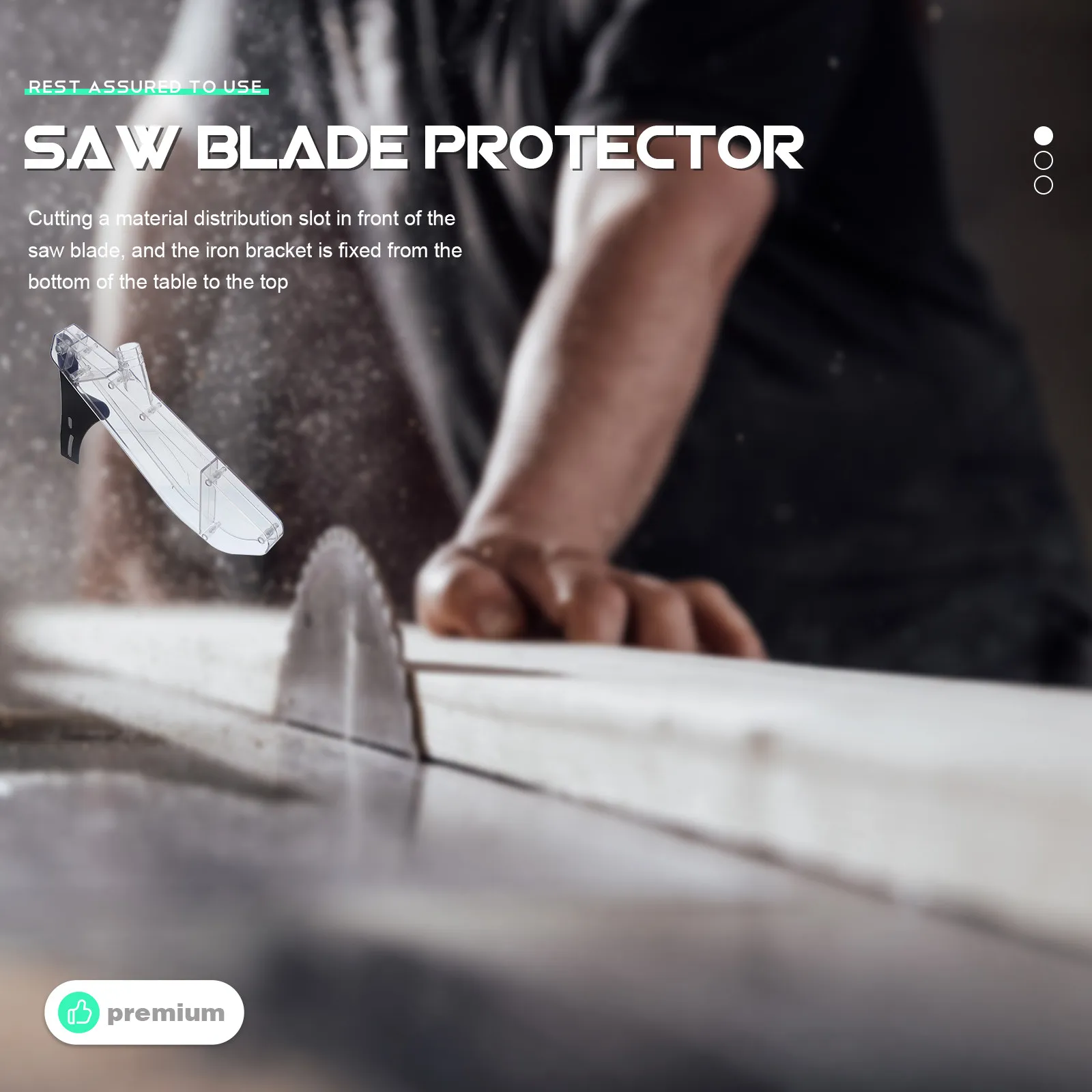 

Table Saw Blade Protector with Splitting Cutter R-Shape Design Transparent Dustproof Safety Guard for Woodworking Table Saw