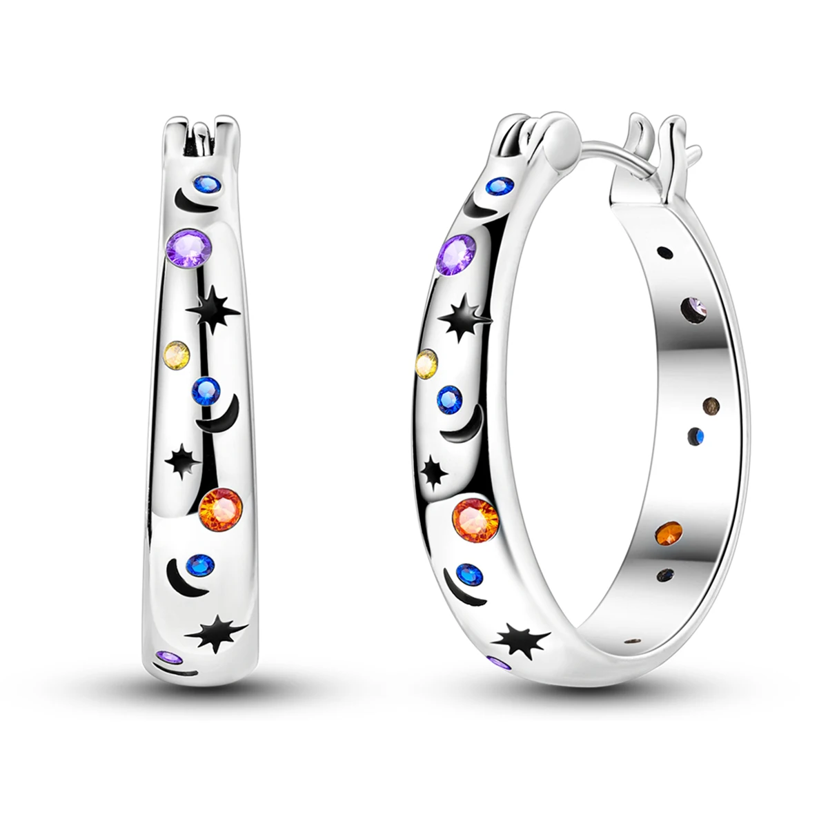 

Original 925 Sterling Silver Hoop Earrings Brilliant Starry Sky Earrings For Women Fine Engagement Wedding Birthday Jewelry Gift