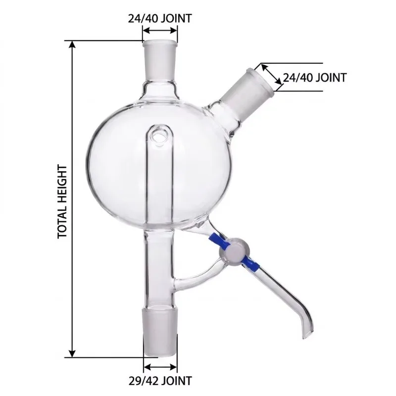 250ml 500ml glass solvent re distillation device with distillation head heating and cooling