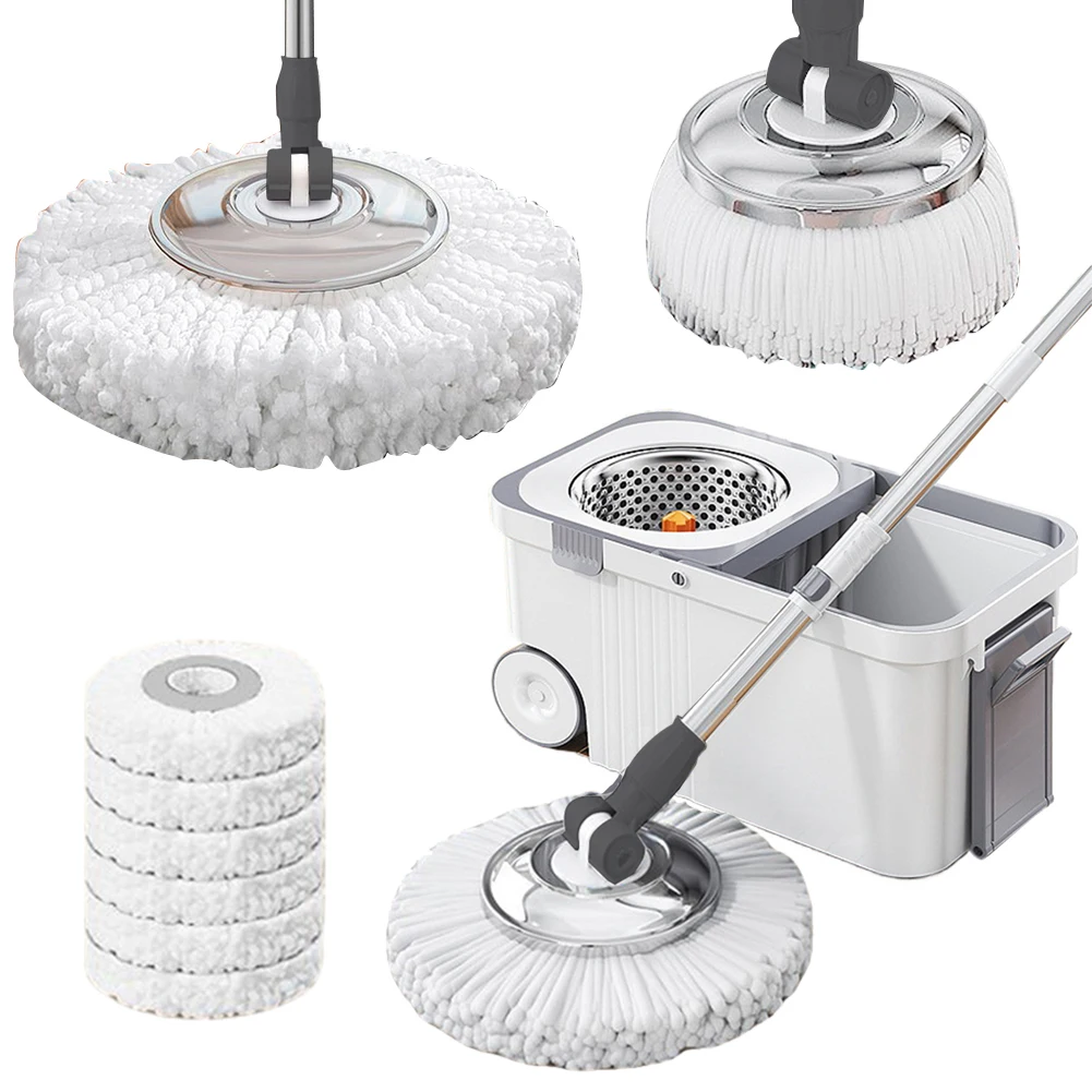 for Home Cleaning Spin Mop Bucket 6 Microfiber Refills Household Cleaning Automatic Spin Mop Hand-Free Automatic Dehydration Mop