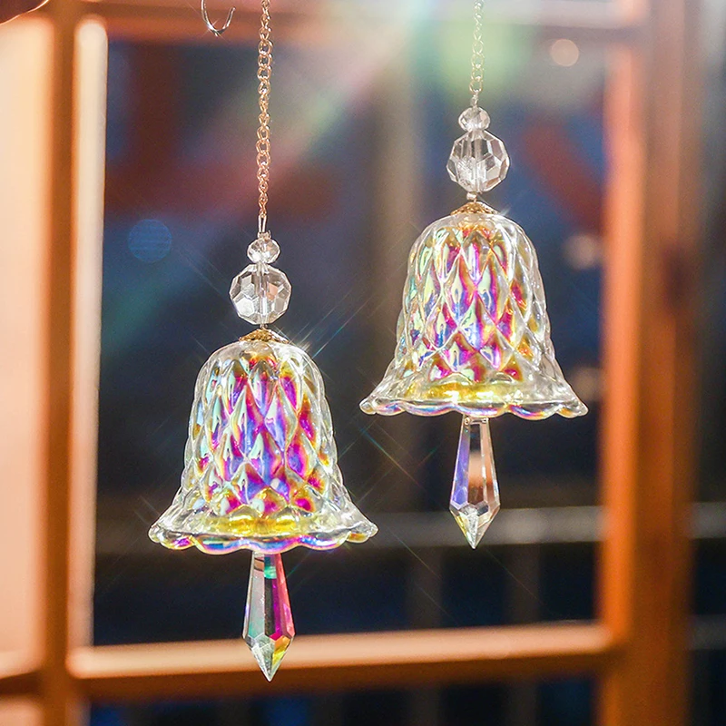 Nouveau【Carillon éolien en cristal, attrape-soleil suspendu, cloche musicale éolienne, prisme en verre, créateur d'arc-en-ciel, pendentif de voiture, décoration de fenêtre et de jardin】