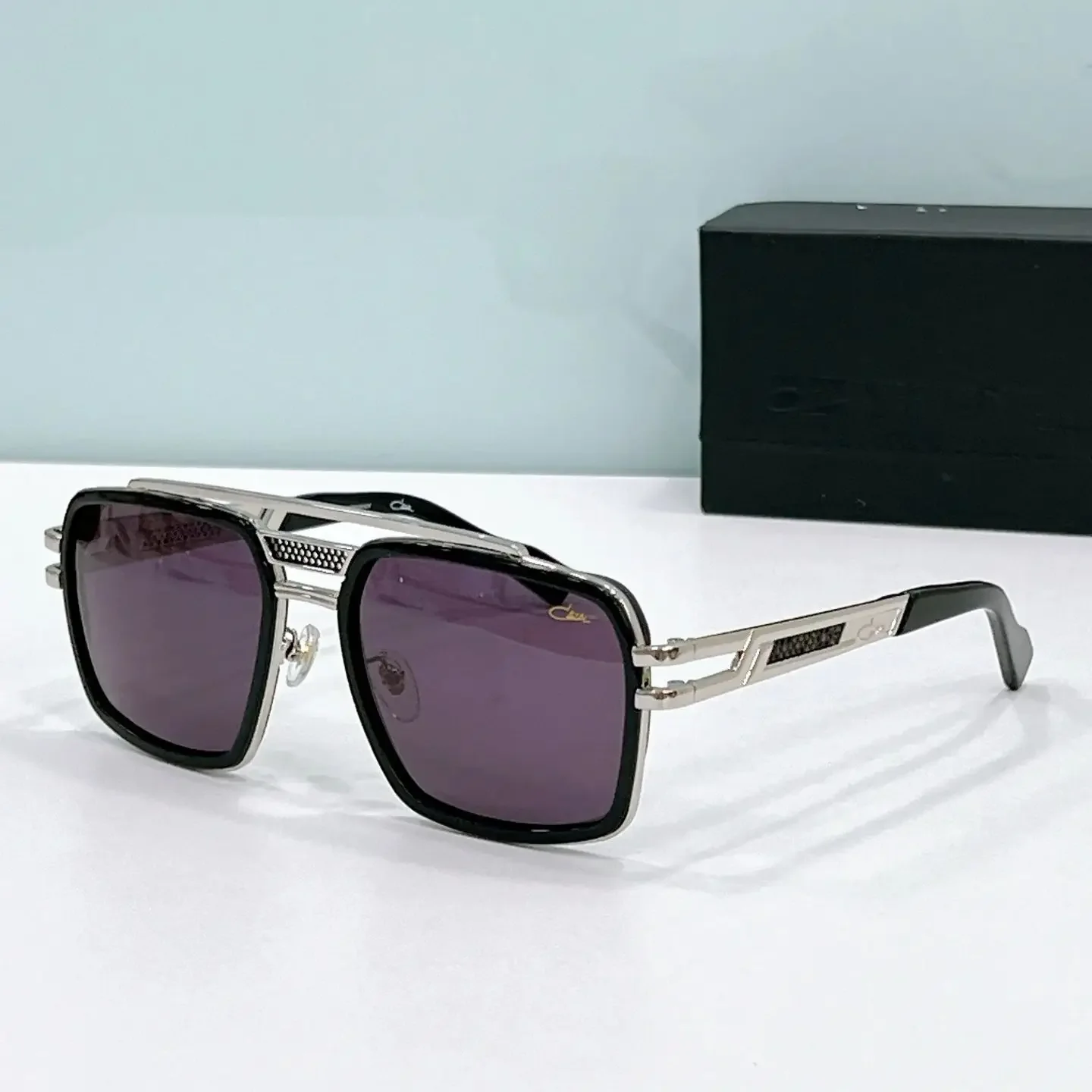 

New Arrival ORIGINALCAZAL MOD60333 Fashion Luxury Design Frame Men Eyewear Premium Silvery Alloy Frame Square Women Sunglasses