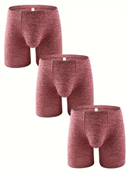 3 Pack Men's Breathable Comfortable Soft Stretchy Plain Color Boxer Briefs Underwear